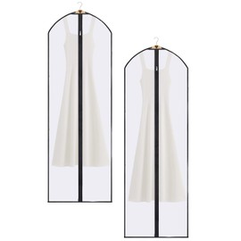 2 Pcs Dress Bags Covers Long, Wedding Dress Garment Bag with Clear Window, Heavy-Duty Zipper, Durable Fabric, Perfect for Travel and Storage, Keep Your Dresses Safe and Clean