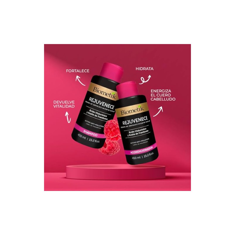 Biometik Rejuvenece, Shampoo para Signos de Envejecimiento Capilar, Antioxidante, Energiza