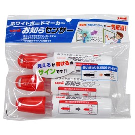 三菱鉛筆 ホワイトボードマーカー お知らセンサー 太字 赤 3本 PWB2007M