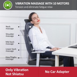 Snailax Back Massager with Heat and Vibration, Massage Seat Cushion, Back Massager with 10 Vibration Massage Motors, 2 Heat Levels, Massager Chair Pad for Back, Gifts