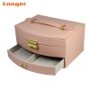 LG7241 Large Travel Jewelry Storage Box 2-Layer PU Leather Button