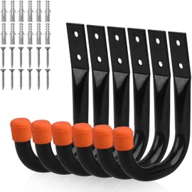 Timotech Set de 6 Ganchos de Garaje Resistentes para Colgar, Organizador de Pared para Herramientas, Ganchos Grandes de Almacenamiento de Garaje para Cable de Extensión, Cable de Herramienta (Naranja)