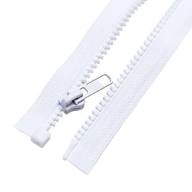 Sawoake 2PCS #5 45 Inch Separating Jacket Zippers for Sewing Coats Jacket Zipper White Molded Plastic Zippers Bulk Tailor DIY Sewing Tools for Garment/Bags/Home Textile