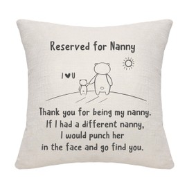 Bommex Funny Cartoon Cushion Covers Thank You For Being My Nanny If I Had A Different Nanny I Would Pouch Her In The Face And Go Find You for Nanny Birthday Mother's Day (nanny)