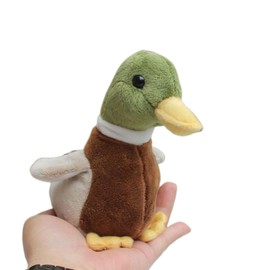 Kawaii Realistic Mallard Duck Plush Toy Stuffed Animal Lifelike Green Duck Plushie Pillow Doll Home Decoration (14cm)