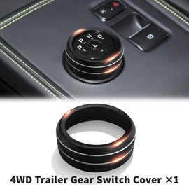 Polodunn for 2021-2025 Ford Mustang Mach E Accessories, 5pcs Aluminum Alloy Set - 4WD Wheel Drive Trailer Gear Switch, Volume Tune, Headlight Switch Knob Cover, Push Start Button Cover/Ring (Black)