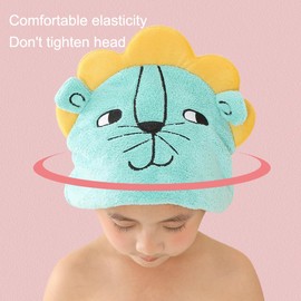 NAWPHEKI Ultra Absorbent Hair Quick Drying Towel for Kids, Cute Lion Microfiber Shower Cap Super Absorbent Head Wrap for Children