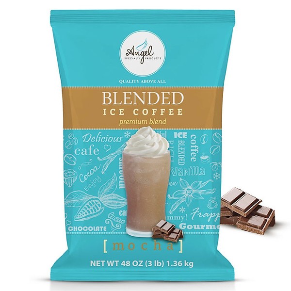 Angel Specialty Products, Blended Ice Coffee, Instant Frappe Powder Drink Mix, 3-Pound Bag, Mocha [34 Servings]