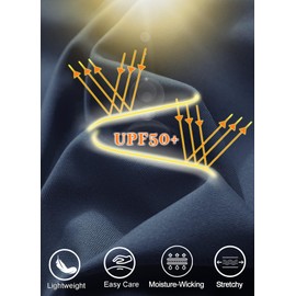 UV Protection Shirts for Men Long Sleeve Rash Guard UPF 50 Sun Shirts SPF Lightweight Tee Navy L