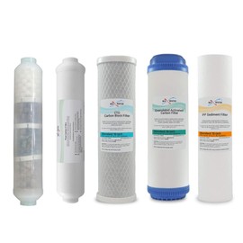 Max Water Home Reverse Osmosis System Replacement Pre and Post Filter Set with 4-in-1 Bio Ceramic, Far Infrared Mix Re-mineralization Filter, Sediment GAC Carbon CTO, Inline Post Carbon 5 Filters