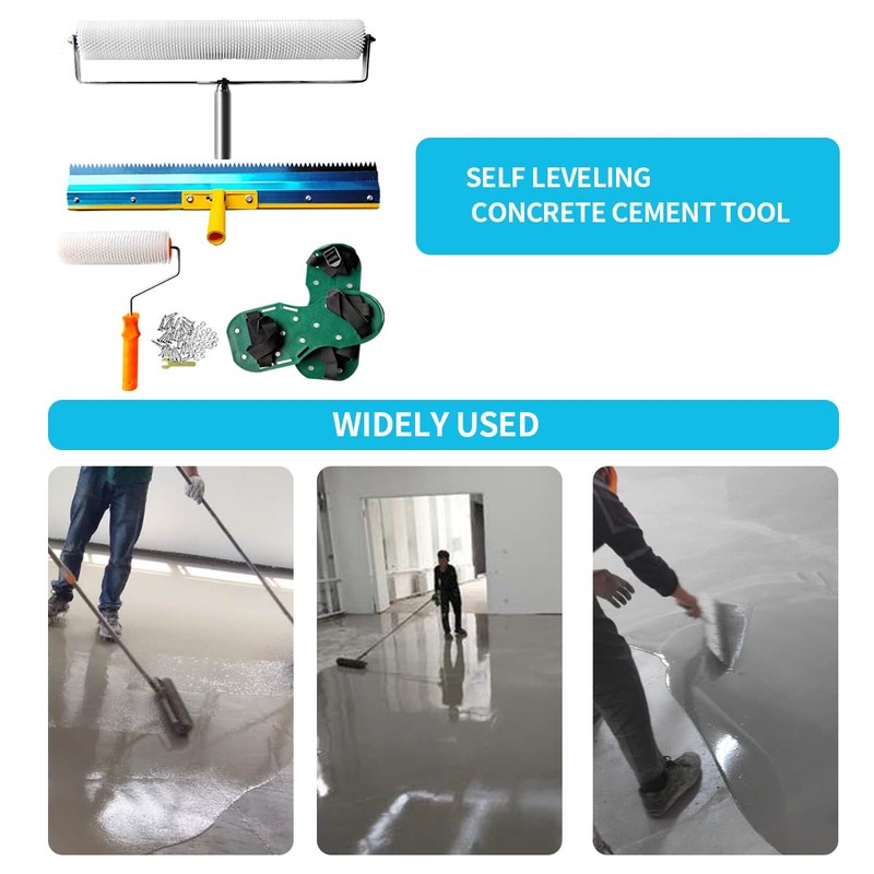 Self-Levelling Cement Tool Kit，Floor Construction Tools with Roller Spiked Shoes