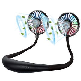 YALTOON Neck Fan - 2600mAh Battery Operated Hands Free Fan, Portable Hang Around Neck Fans for Fishing, Camping, Hiking, Working, USB Powered, Over 12 Hours Cooling