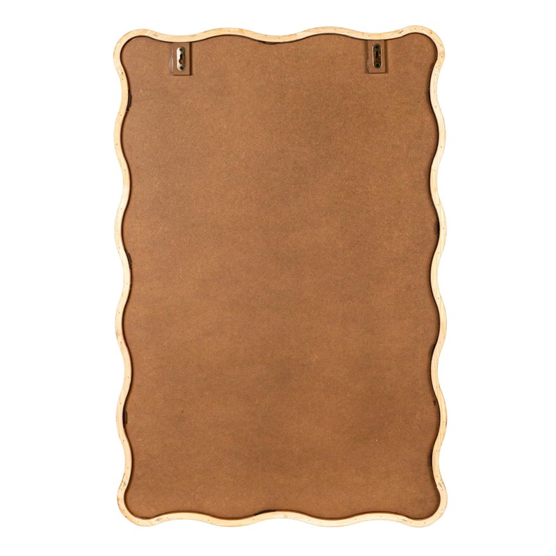 Creative Co-Op Wavy Rectangular Mirror with Scalloped Wooden Frame