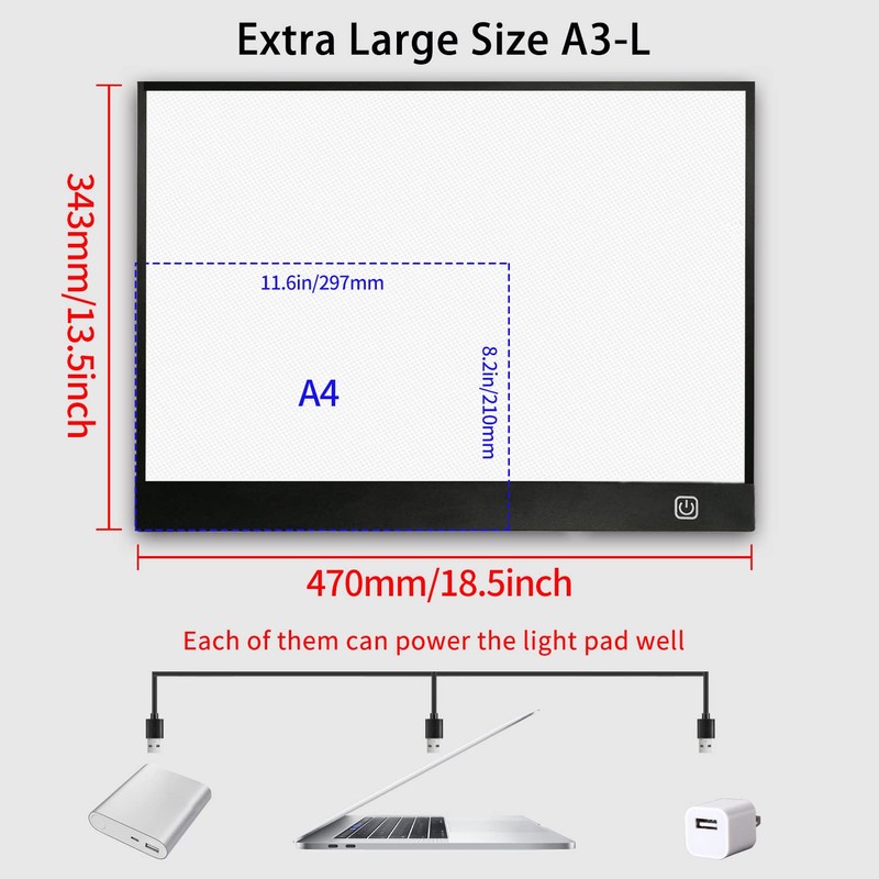WELZK Diamond Painting Light Board A3, with Large Metal Stand,