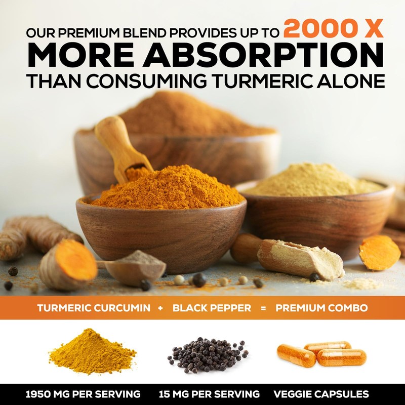 Turmeric Curcumin Supplement - 95% Curcuminoids with Organic Turmeric &