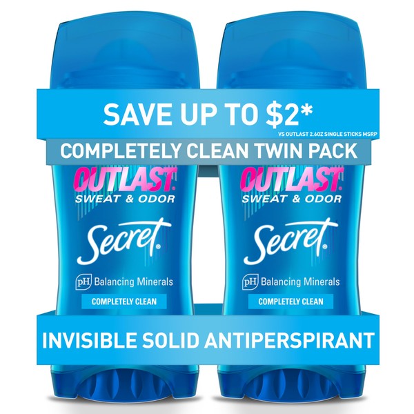 Secret Outlast Antiperspirant and Deodorant for Women, Invisible Solid, Completely