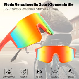 FEISEDY B0177 Sports Sunglasses Men's Cycling Glasses Women's Mirrored Sports Glasses for Cycling Driving Running with UV400 Protection