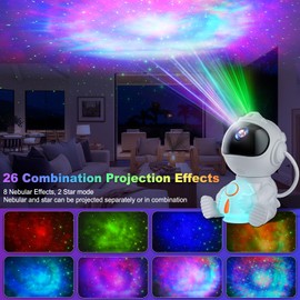 Swoieltr Starry Sky Projector, Astronaut LED Star Projector with 8 Mist Modes, 5 Brightness & Speed, 2 Star Modes & Timing, Remote Control Rocket Night Light for Children, Adults, Party