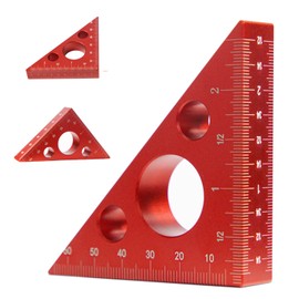 Aluminium Alloy 45/90 Degree Right Triangle Ruler,Square Measuring Tool,Multi Angle Construction Tool With Imperial And Metric Scales,Mini Isosceles Triangle Angle Ruler For Woodworking Workshop (Red)