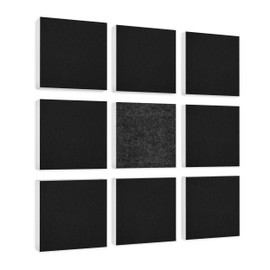platino24 Acoustic Panels 9 Elements Colour Square 27.5 x 27.5 cm Black + Anthracite I Sound Absorber Made of Basotect G+ with Acoustic Felt I Sound Insulation Wall & Ceiling I Acoustic Elements Wall