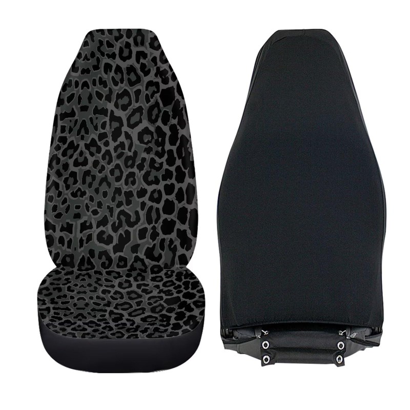 Talayituse Black Leopard Print Car Seat Covers 2pcs/Set High Back