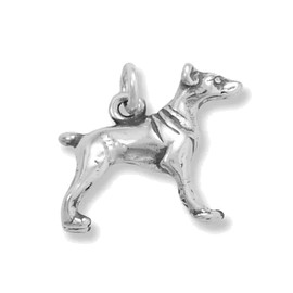 AzureBella Jewelry Dog Breed 3-D Doberman Pinscher Charm Sterling Silver