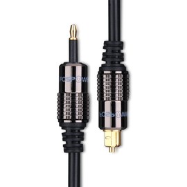 FosPower 24K Gold Plated Toslink to Mini Toslink Digital Optical S/PDIF Audio Cable with Metal Connectors & Strain-Relief PVC Jacket - 3ft/2Pack