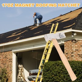 Magnet Roofing Hatchet, Handy Magnet Roofing Hammer Tool with Sliding Gauge Utility Knife Nail Claw for Quick Installation of Roofing Nails and Felt Caps