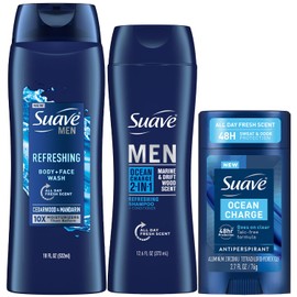 Suave Suave Men Everyday Essentials C Refreshing Body Wash, Ocean Charge 2-in-1 Shampoo & Conditioner + Antiperspirant Deodorant