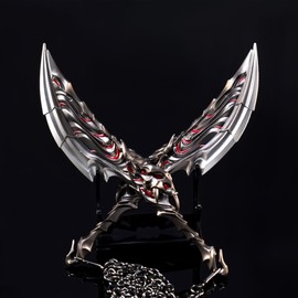 crafthand Hot Game Kuronami no Yai Blades of Primordia Knife Metal Weapon Cosplay Props Collection Product Backpack Pendant Desktop Display Decoration (Blackred)