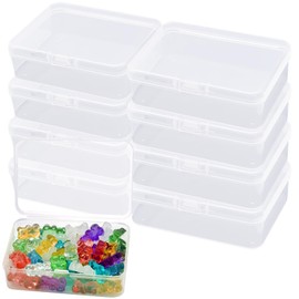 Cisolen 10Pcs Small Plastic Containers with Lids Mini Rectangular Empty Containers Box Case Mini Clear Plastic Organizer Storage Box Containers for Collecting Small Items Beads Jewelry Business Cards