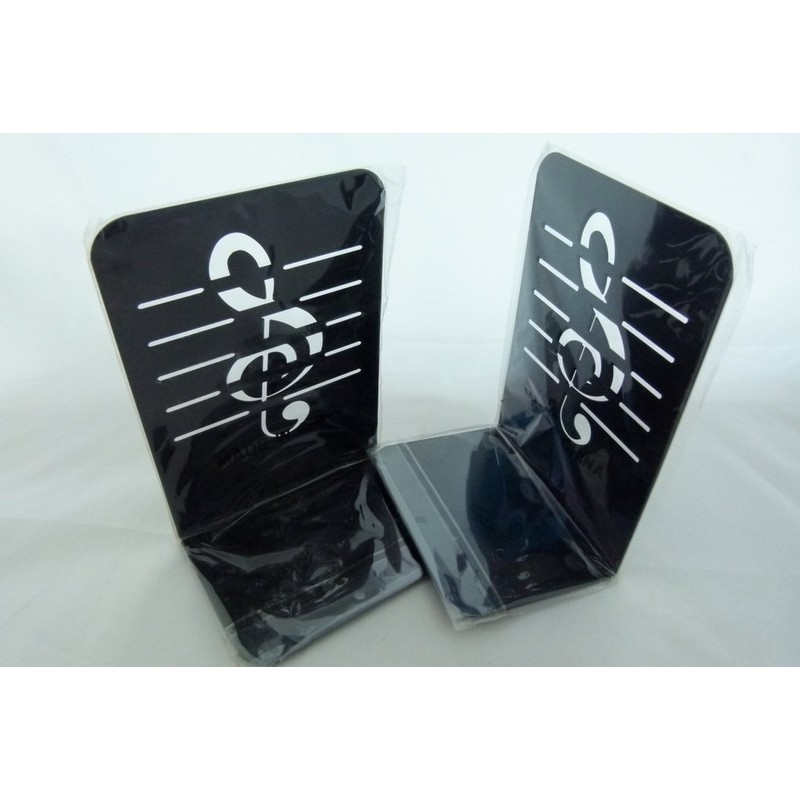 Music Themed Bookend - A Pair of Black Treble Clef