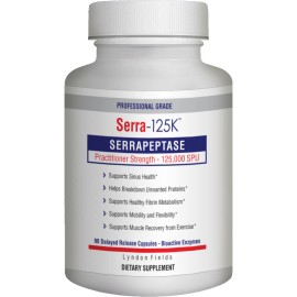Lyndon Fields Medical New Serra-125k Serrapeptase Enzyme 125,000 SPU Per Capsule - 90 High Potenty