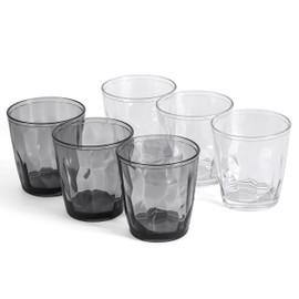 EazyBreezy 6 Pcs Plastic Tumblers Unbreakable Drinking Glasses Stackable Water Cups Lightweight for Beverage Cocktail Picnic Party - 2 Colors, 300ml