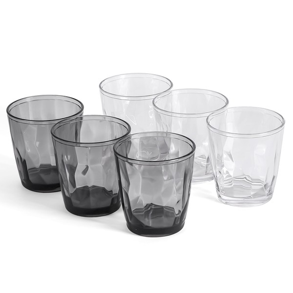 EazyBreezy 6 Pcs Plastic Tumblers Unbreakable Drinking Glasses Stackable Water