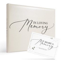 Funeral Guest Book for Celebration of Life Leather Memoria, Elegant White