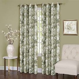 Ergode Tranquil Lined Grommet Panel | Blackout Window Curtain | Light Control | Machine Washable | Taylor Collection | 50x63 | Green