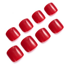 EDA LUXURY BEAUTY Red Press on Toenails Set - Glue on Nails, Acrylic Nails & Fake Toenails for Women - Press on Toenail Kit with False Toenails, Stick on Nails for Women - Pedicure Kit For Nail Art