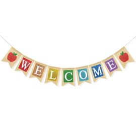 VILIFEVER Welcome Banner for Back to School Decorations, First Day of School Banner Welcome Sign for Classroom Decorations Office Home Decor School Party Supplies