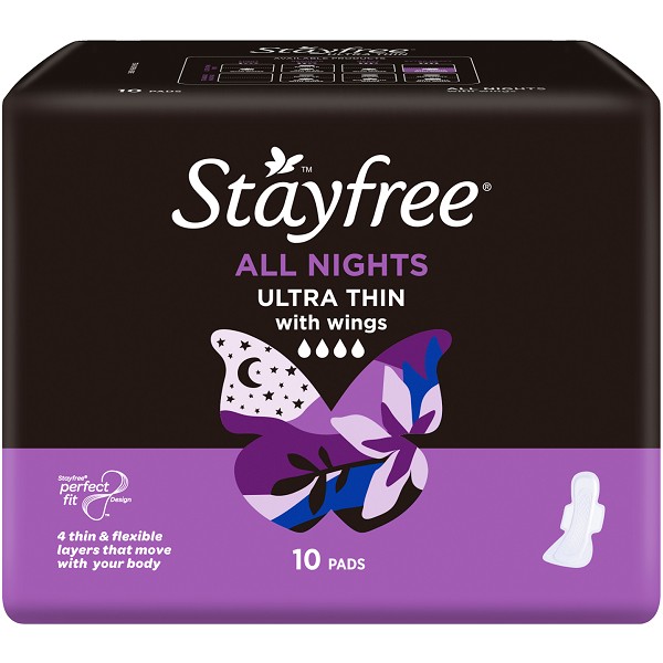 Stayfree Pads All Nights Ultra Thin with Wings 10