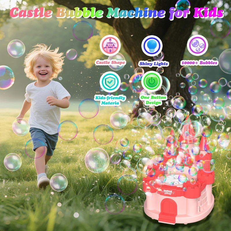 Babuloo Castle Bubble Machine, Automatic Bubble Maker Toys for Kids