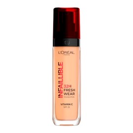 L'Oréal Paris Infallible 32H Freshwear Base de Maquillaje Líquida, Larga Duración y Alta Cobertura, Piel Luminosa al Instante Fórmula con Vitamina C, Tono 200, 30ml