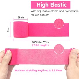 COMOmed Self Adherent Cohesive Bandage 2"x5 Yards First Aid Bandages Stretch Sport Athletic Wrap Vet Tape for Wrist Ankle Sprain and Swelling,Pink(24 Rolls)