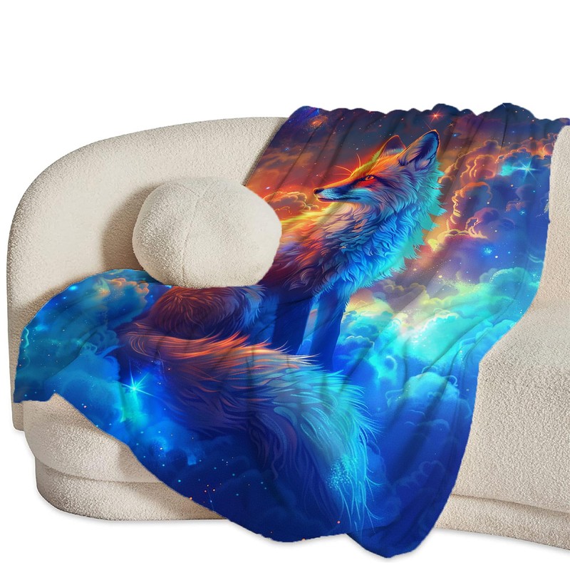 Fantasy Fox Blanket Fox in Space Throw Blanket Fox Gifts