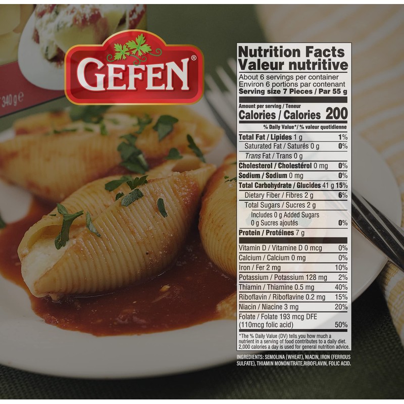 Gefen Jumbo Pasta Shells, 12oz (2 Pack) Made with Semolina