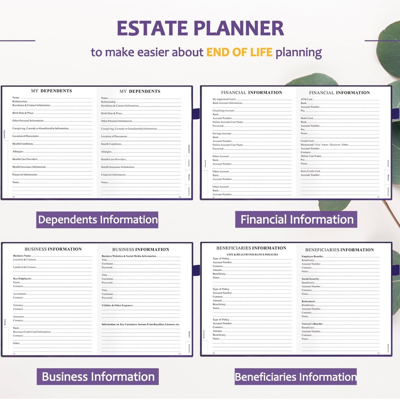 End of Life Planner, Guided Estate Planning Organizer with Tabs,