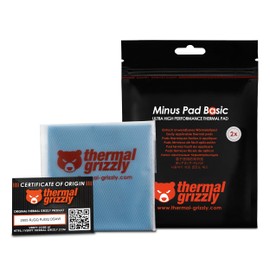 Thermal Grizzly Minus Pad Basic - Pack of 2 Thermal Pad 100 x 100 x 0.5 mm Non-Conductive, High Thermal Conductivity and Compressibility for SSDs, GPUs and Electronics