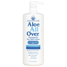 Miracle of Aloe Aloe All Over Super Moisturizing Dry Skin Lotion 32 oz - Made with 72% UltraAloe Aloe Vera Gel. Safe for Everyone: Men, Women, Kids. Restores Dry Skin Fast