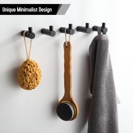 BVL Towel Hooks, Black, Pack of 5 Coat Hooks, Wall Hooks, 304 Stainless Steel Coat Hooks