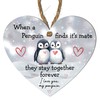 Heart-Shaped Penguin Love Plaque - "When a Penguin Finds Its